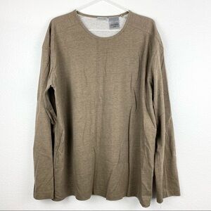 NICOLE FARHI Cotton Long Sleeve Tee, Khaki, Size L